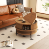Contemporary Round Flip-Top Coffee Table with Sliding Doors & Hidden Compartment, 31.5"