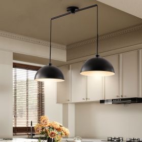 Industrial Modern Double Pendant Light, Matte Black, 41"