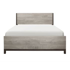 Modern Full-Size Bed Premium Melamine Wooden, Gray & Light Gray Finish