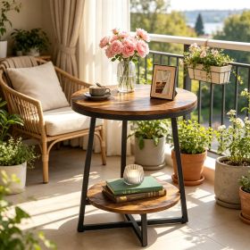 Modern Round 2-Tier Side/End Table with Storage Shelf