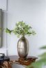 Modern Aluminum Vase with Gold Streaks, 8.5x8.5x18.5"