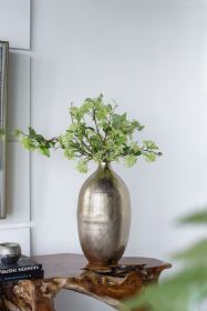 Modern Aluminum Vase with Gold Streaks, 8.5x8.5x18.5"