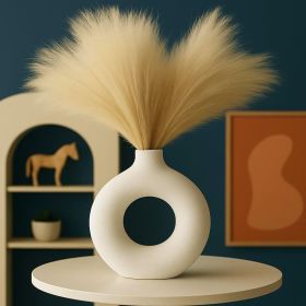 Modern Ceramic "Donut" Vase, Off-White, 7.5"H