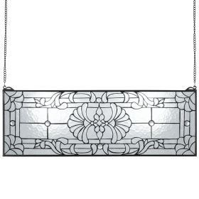 Tiffany-Style Stained-Glass Window Panel, 35.2" x 13"