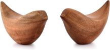 Set of 2 Acacia Wood Bird Figurines, Brown
