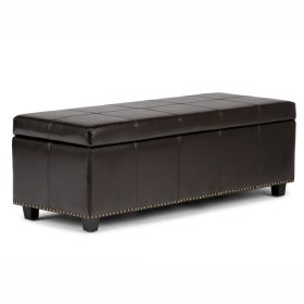 Kingsley Large Storage Ottoman, Coffee Brown