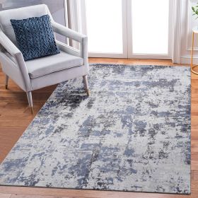 LOOM & LUXE Collection Abstract Non-Shedding Area Rug, 5x7 ft., Grey