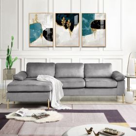 Urban Grey Velvet Sectional Sofa with Chaise