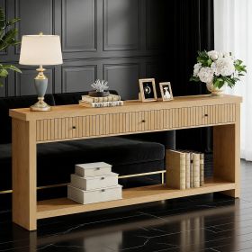 Console/Sofa Table with 3 Drawers & Bottom Shelf, Natural