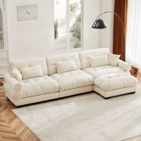Modular Velvet Sectional Sofa, Oversized with Movable Ottoman & Bolstered Armrests