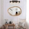 Contemporary Irregular-Shaped Wood-Framed Wall Mirror