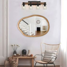 Contemporary Irregular-Shaped Wood-Framed Wall Mirror
