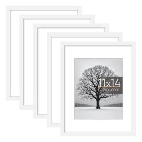 5-Pack of Gallery Wall Picture Frames, 11x14" Matted to 8x10", White