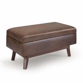 Owen Small Rectangular Storage Ottoman, Distressed Chestnut Brown