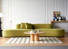 132" Curved, Modern Half-Moon Design 6-Seat Luxury Velvet Sofa with Throw Pillows & High-Density Foam