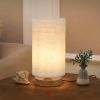 Small Bedside Table Lamp with Round Linen Shade