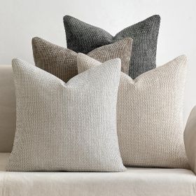 Set of 4 Soft Neutral Chenille Throw Pillow Covers, 18x18"