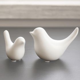 Set of 2 Small Bird Figurines, White