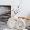 Set of 2 Modern Ceramic "Donut" Vases, Off-White