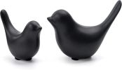 Set of 2 Small Bird Figurines, Black