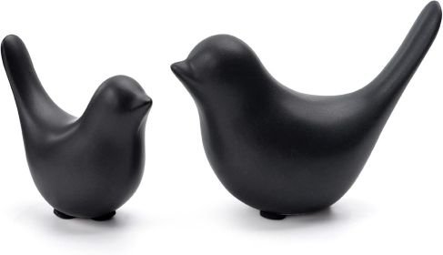 Set of 2 Small Bird Figurines, Black