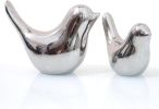 Set of 2 Small Bird Figurines, Silver