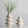 Set of 2 Modern Ceramic Vases, Off White, 8.7"H