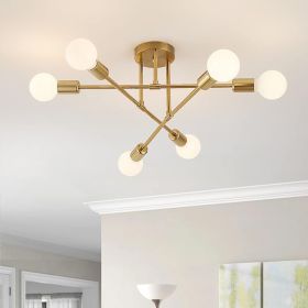 Modern 6-Light Sputnik Chandelier, E26 Base, Gold
