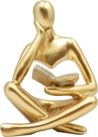 Modern Abstract "Reading Woman" Sculpture, Gold