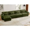 Modern L-Shaped Velvet Sectional Cloud Sofa, Convertible, Deep 4-Seater with Lumbar Pillows