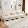 Modern 3-Seat Velvet Sofa, Oversized, Cloud-like Comfort with Lumbar & Throw Pillows, Cream