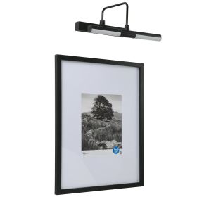 Black Gallery Frame with Wall-Mount Light, 16"x20" Matted to 8"x10"