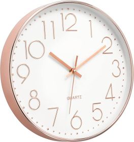 Modern Silent Wall Clock, Rose Quartz & White