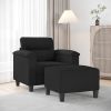 Black Microfiber Sofa Chair With Ottoman