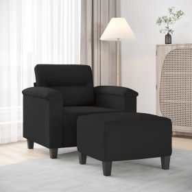 Black Microfiber Sofa Chair With Ottoman