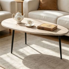 Stylish Irregular-Shaped Coffee Table with Heavy-Duty Metal Base