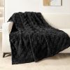 Super-Soft Checkered Fleece Throw, Black, 50x60"