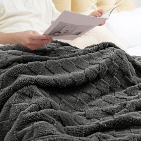 Super-Soft Checkered Fleece Throw, Dark Grey, 50x60"