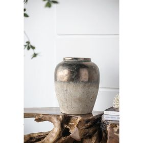 Modern Terracotta Vase, Sienna Brown with Metallic Sheen, 16"H