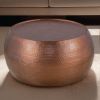 Modern Contemporary Round 32" Coffee Table, Aluminum with Antiqued Copper Finish, Hand-Hammered Design