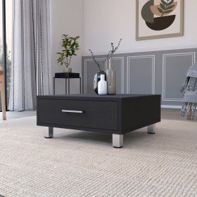 Myers Square Coffee Table with Metal Legs & 1 Drawer