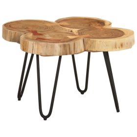 Small Solid Acacia Wood Coffee Table with Metal Legs, Honey