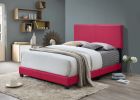 Modern Full-Size Platform Bed with PU Upholstery, Hot Pink