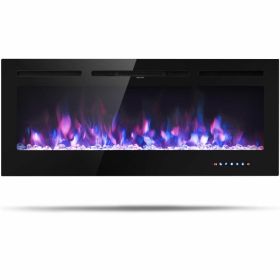 50" Recessed Electric Wall-Mounted Fireplace with Adjustable Brightness