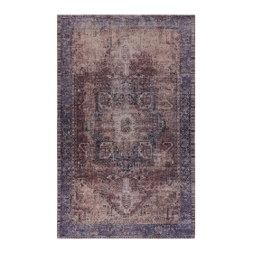 Washable Low-Pile Area Rug, 5x8 ft., Burgundy