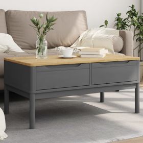 Solid Pine Coffee Table, Grey with Natural Top