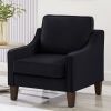 Modern Velvet Accent Chair with Wooden Legs, Black