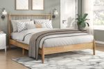 Mid-Century Modern Full-Size Platform Bed, Natural Finish