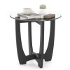 Round Side/End Table with Tempered Glass Top, Black