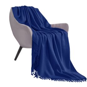 Cozy Knitted Throw, Royal Blue